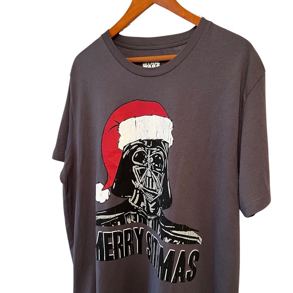 Star Wars Tee Santa Darth Vader Merry Sithmas Graphic T-shirt Gray Red 2X XXL - Picture 1 of 10
